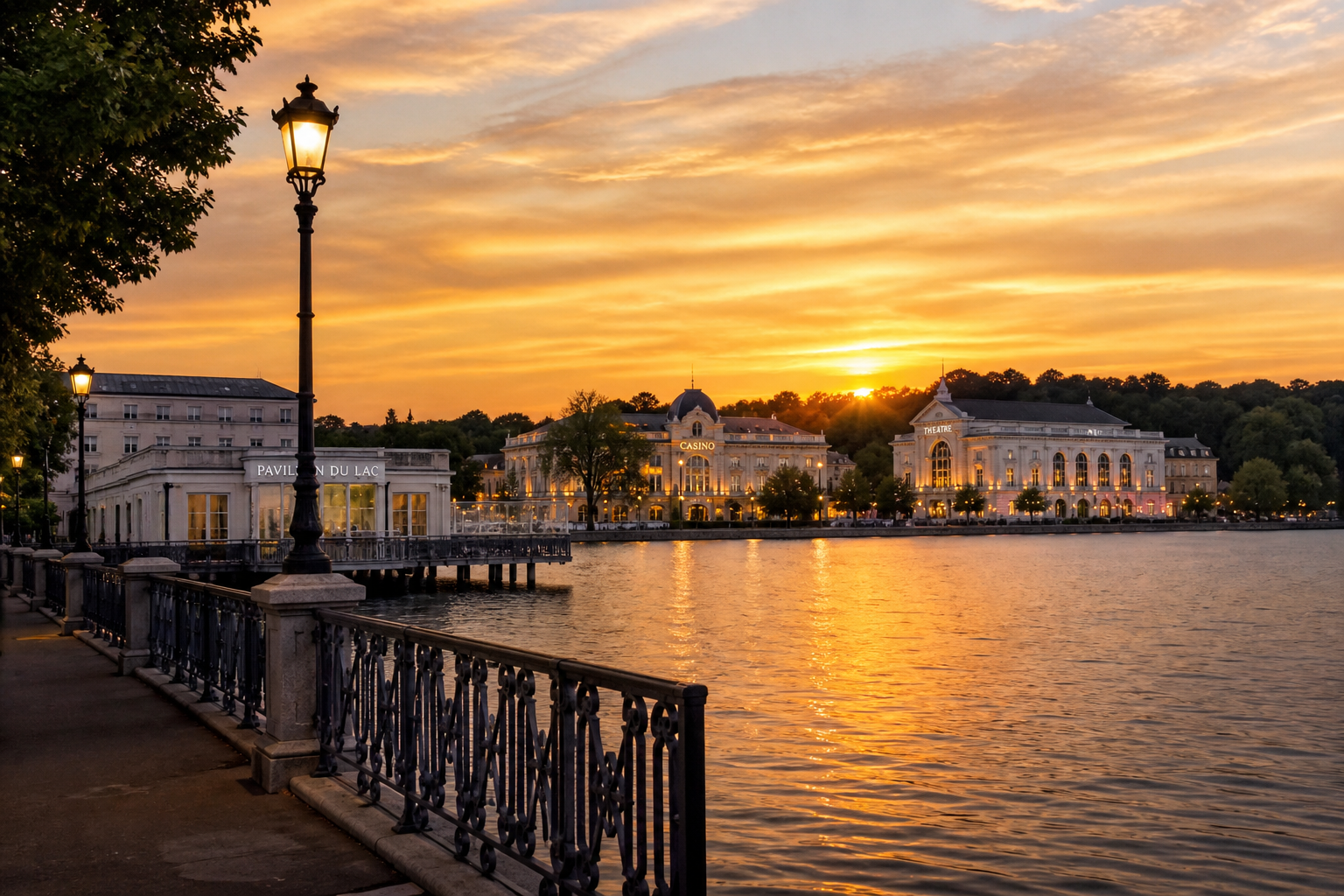 Coucher de soleil sur le lac d'Enghien-les-Bains